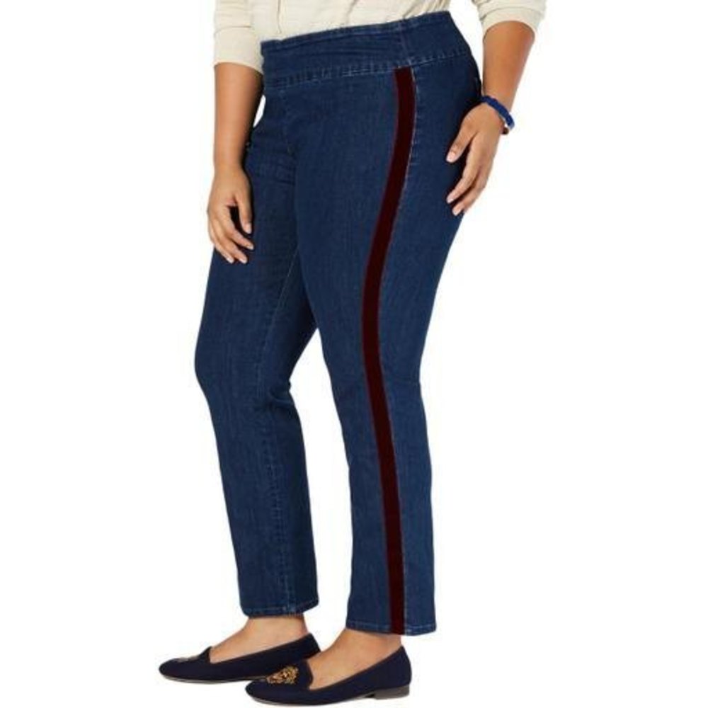 Charter Club Blue Velvet Stripe Jeggings, Size 18W